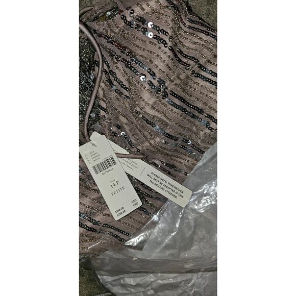 New Anthropologie Maeve Scoop-Neck Beaded Fringe Midi Dress $268 SIZE 14P Mauve - Picture 10 of 10